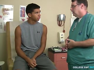 beauty receives prostate exam milking 